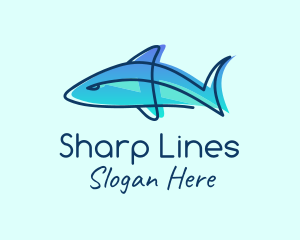 Blue Line Shark logo design