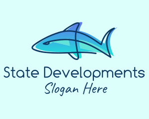 Blue Line Shark logo design