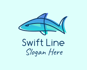 Blue Line Shark logo design