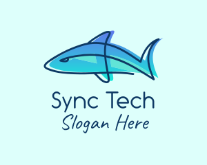 Blue Line Shark logo design