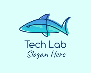 Blue Line Shark logo design