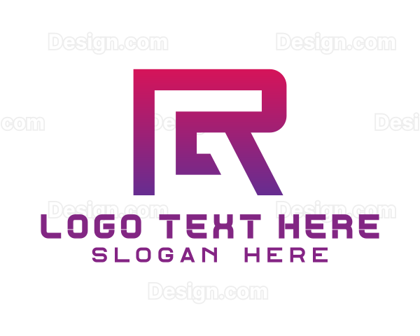 Modern Tech Cyber Letter R Logo