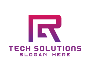 Modern Tech Cyber Letter R logo