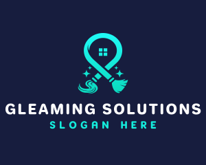 Broom Mop Cleaner logo design