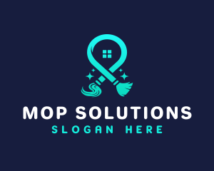 Broom Mop Cleaner logo design