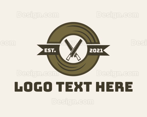 Saw Woodwork Rustic Badge Logo