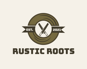 Saw Woodwork Rustic Badge logo design