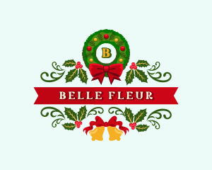 Christmas Holiday Wreath logo design