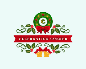 Christmas Holiday Wreath logo design