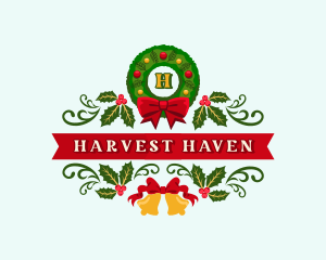 Christmas Holiday Wreath logo design