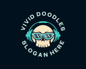 Cool Skull Disc Jockey logo design