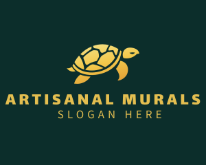 Gold Sea Turtle Animal logo design