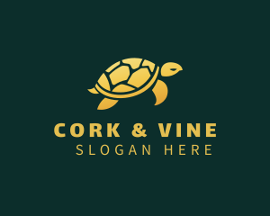 Gold Sea Turtle Animal logo design