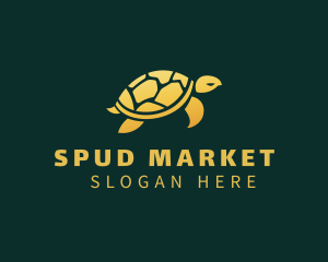 Gold Sea Turtle Animal logo design