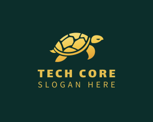 Gold Sea Turtle Animal logo design