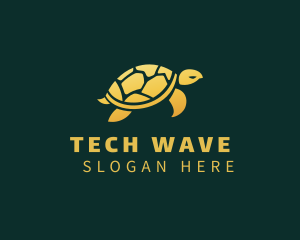 Gold Sea Turtle Animal logo design