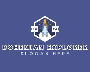 Spaceship Galaxy Explorer logo design