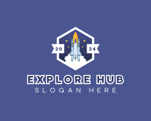 Spaceship Galaxy Explorer logo design