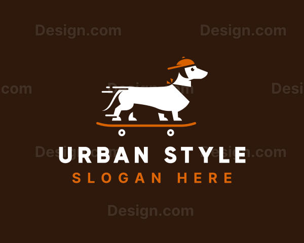 Skateboarding Dachshund Dog Logo