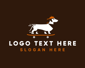 Skateboarding Dachshund Dog logo