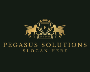 Pegasus Luxury Shield logo design