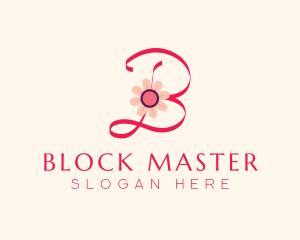 Pink Flower Letter B logo design