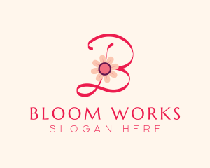 Pink Flower Letter B logo design