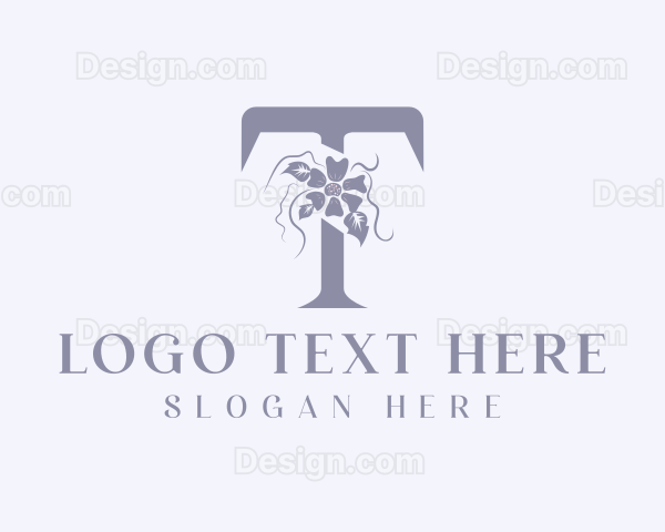 Feminine Floral Letter T Logo