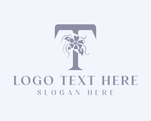 Feminine Floral Letter T logo