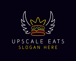 Neon Hamburger Wings  logo design