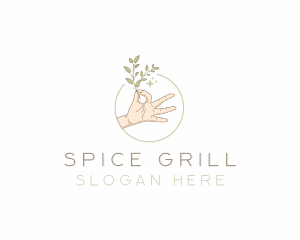 Herb Plant Hand logo design