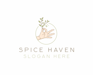 Herb Plant Hand logo design