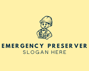 Retro Hard Hat Electrician logo design