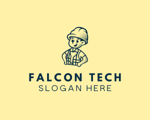 Retro Hard Hat Electrician logo design