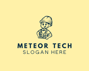 Retro Hard Hat Electrician logo design