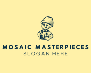 Retro Hard Hat Electrician logo design