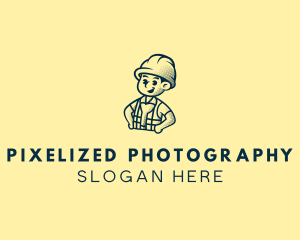 Retro Hard Hat Electrician logo design