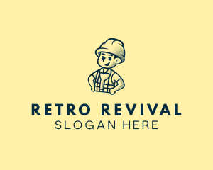 Retro Hard Hat Electrician logo