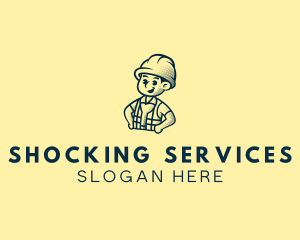 Retro Hard Hat Electrician logo design