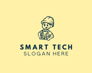 Retro Hard Hat Electrician logo design