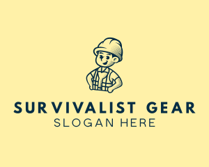 Retro Hard Hat Electrician logo design