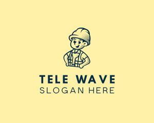 Retro Hard Hat Electrician logo design