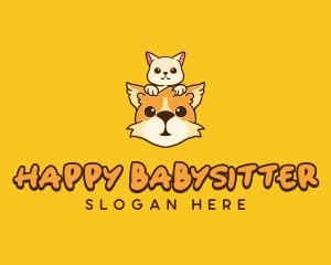 Cute Corgi Kitten logo design