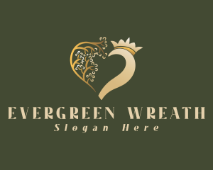 Heart Leaf Crown logo design