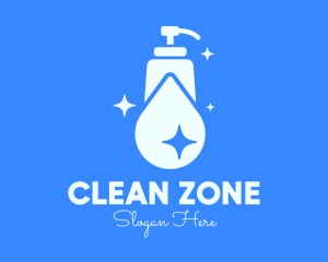 Blue Sparkling Clean Liquid Soap logo design