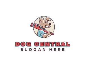 Plumber Dog Wrench logo design