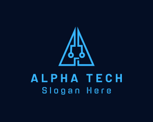 Tech Circuit Letter A logo design