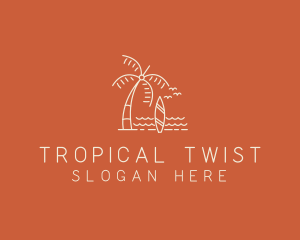 Coconut Tree Surfboard Surf logo design