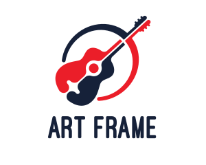 Red Blue Guitar logo design