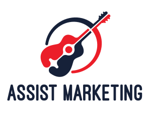 Red Blue Guitar logo design